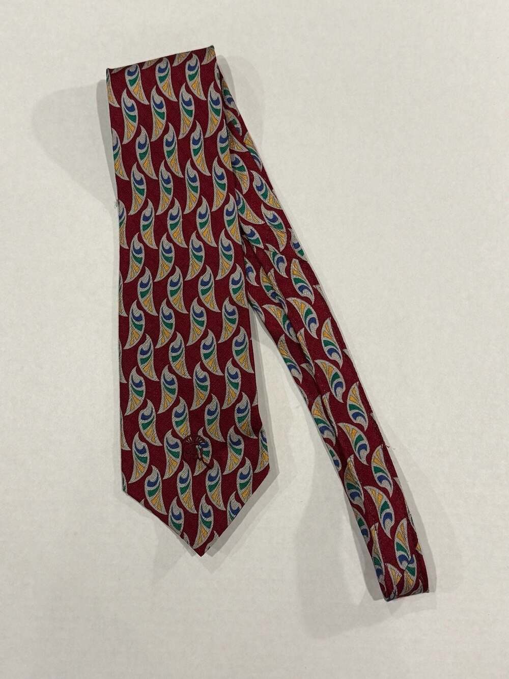 Ferrell Reed Men's Silk Geometric Neck Tie Wavu Red Multi Wide 4" x 57"